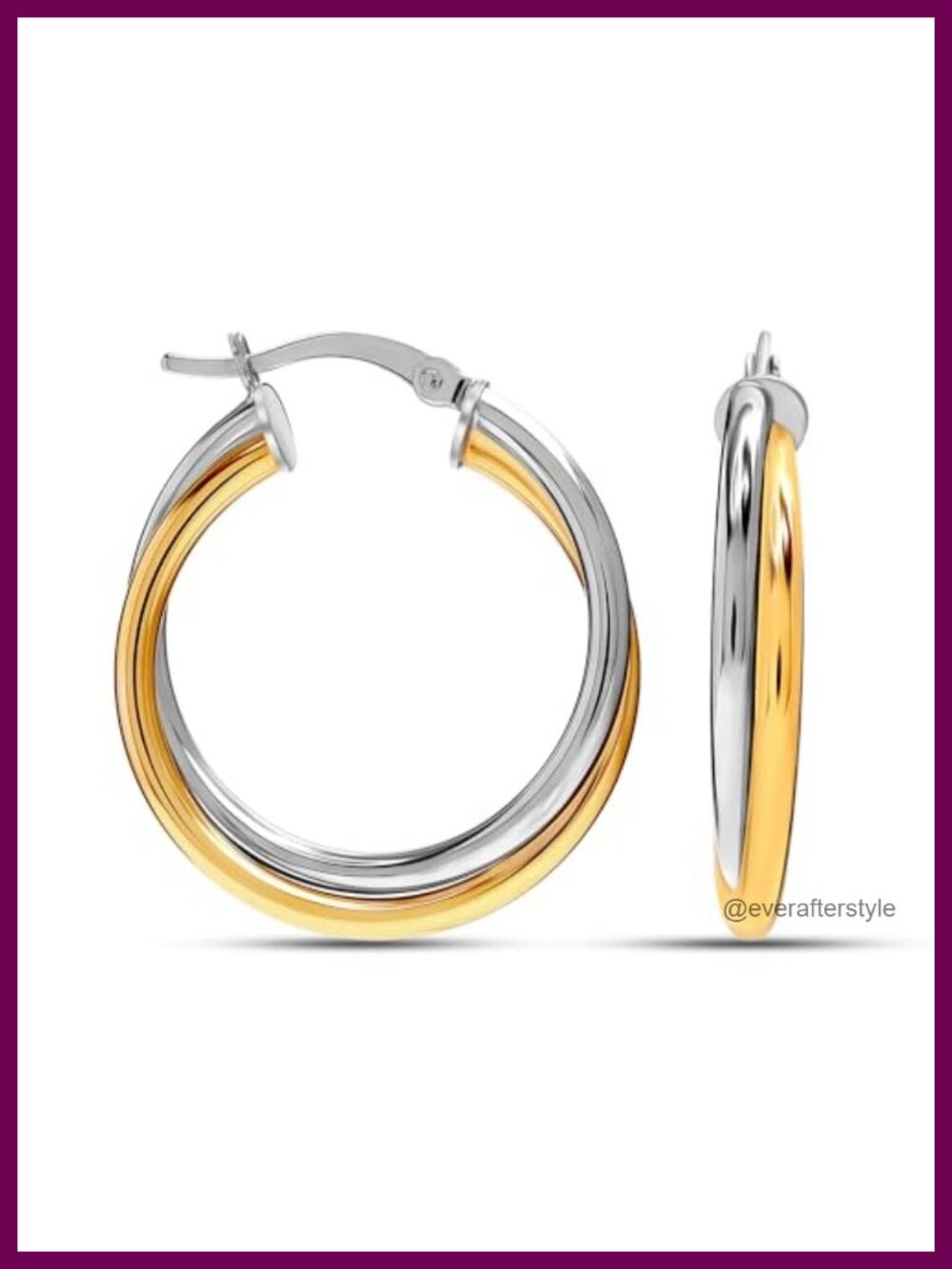 925 Sterling Silver Chunky Hoop Earrings Click-Top Closure Women Jewelry